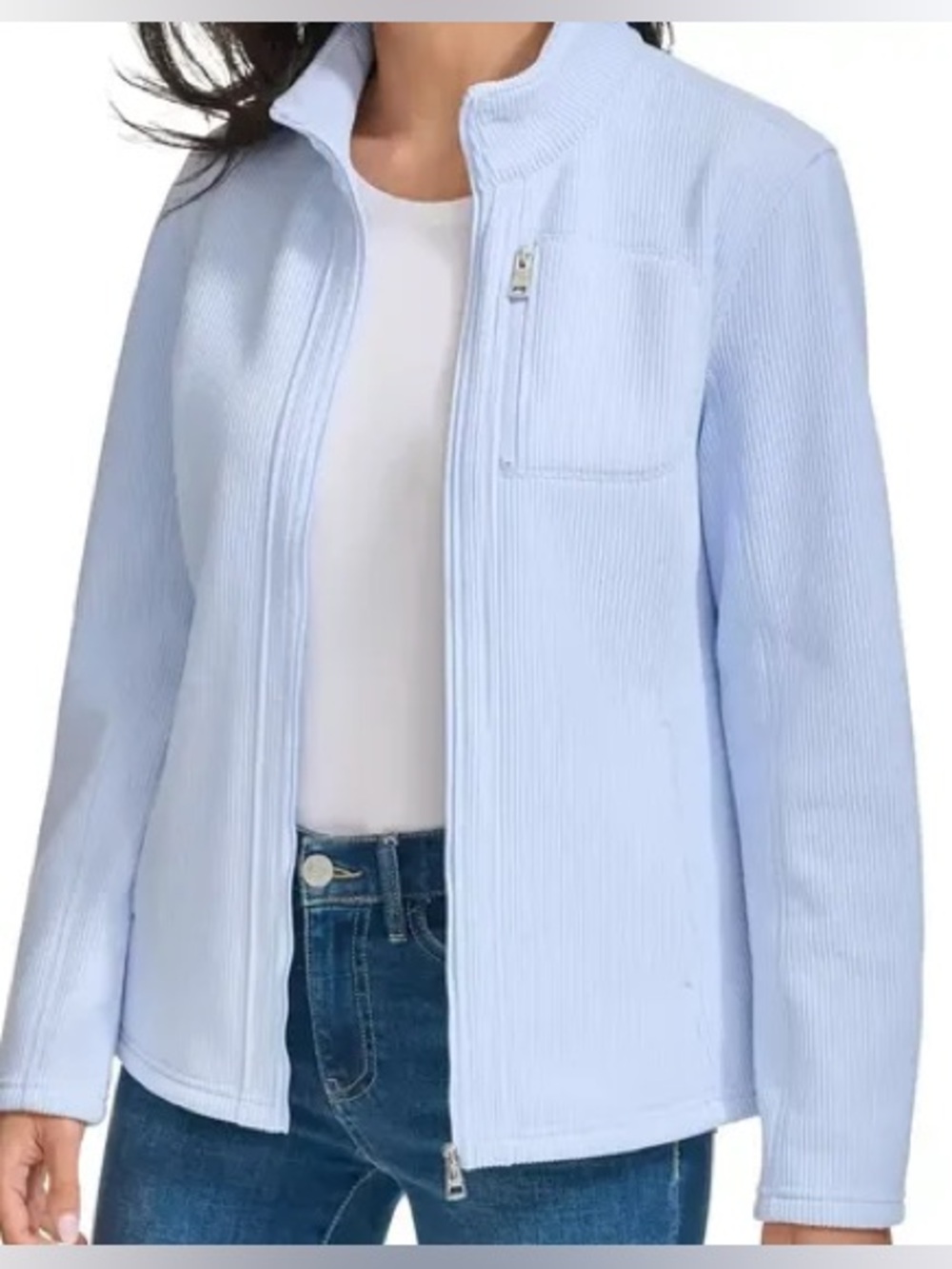 Andrew Marc Women’s XL Light Blue Ribbed Full Zip Jacket